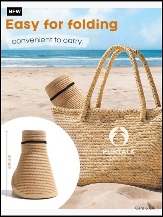 UPF 80+ Wide Brim Straw Sun Visor Hat for Women main image 5